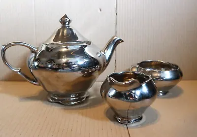 Buy Royal Winton, Grimwades Art Deco Silver  China Teapot, Milk Jug ,Sugar Bowl • 40£