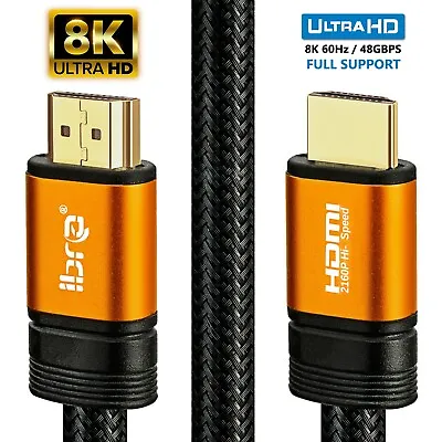 Buy Premium 4k/8k Hdmi Cable 2.0/2.1 High Speed Gold Plated Braided Lead 4320p 3d • 34.99£