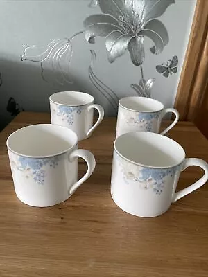 Buy Laura Ashley Floral Rose Cup/Mug X 4 Blue White Excellent Condition Look Unused • 19.99£