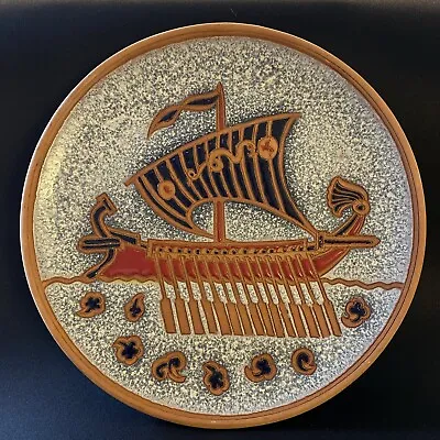 Buy Bonis Pottery Oar Ship Majolica Display Plate. Hand Made In RHODES, GREECE - #B3 • 12£