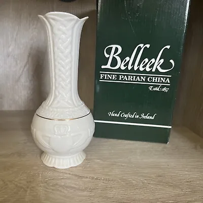 Buy Belleek Ireland Claddagh Ivory Cream Hearts Hands Pattern Floral Bud Vase 6 H • 28.77£