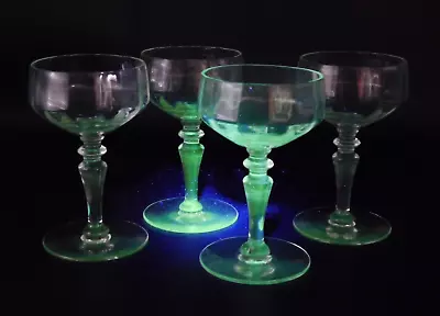 Buy 4 ~ Vintage Optic Clear Champagne Coupe Cocktail Glasses Martini Glows 365 UV • 33.52£