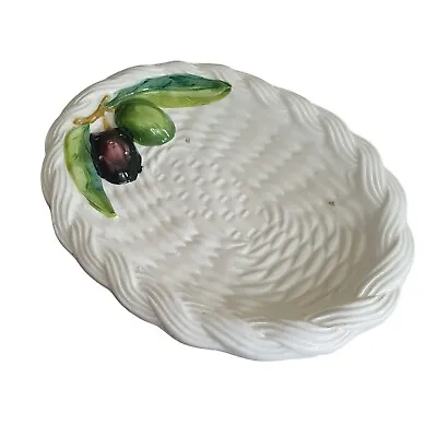 Buy Bassano Italian Mojalica Ceramic White Olive Dish Oval Appetizer Olive Plate 8   • 9.50£