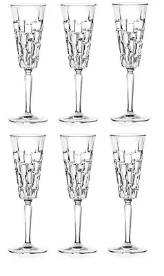 Buy RCR Crystal Champagne Flutes Glasses 190 Ml 6 Set Celebratory Glasses Etna Range • 18.99£