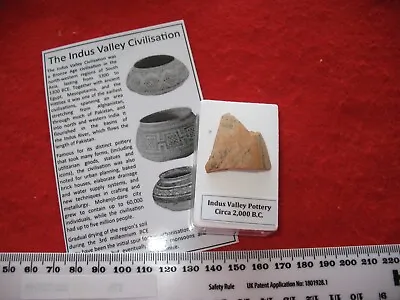 Buy Indus Valley 1500 B.C. Patterned Painted Pottery Shard Fragment Display Case #3 • 15£