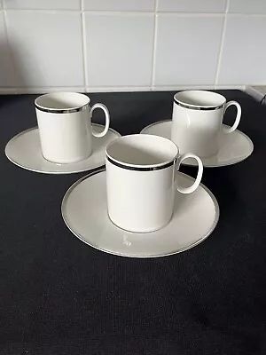 Buy Thomas Of Germany 3 X White/Platinum Band Porcelain Coffee Cups & Saucers • 12£