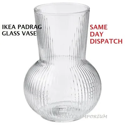 Buy IKEA Clear Glass Flower Vase PADRAG Stylish Ornament 17cm • 7.45£