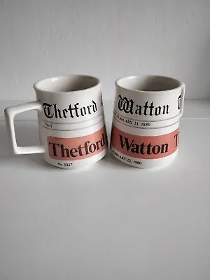 Buy Norfolk Mugs. Thetford & Watton Times.  Pair X2 Matching . • 15.99£