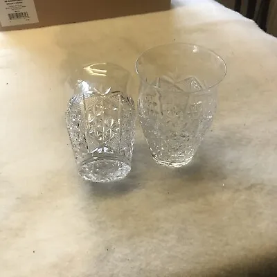 Buy PAIR HAND CUT CRYSTAL WHISKY TUMBLERS Quality Glass  11cm Tall And 8cm Top Diam. • 35£