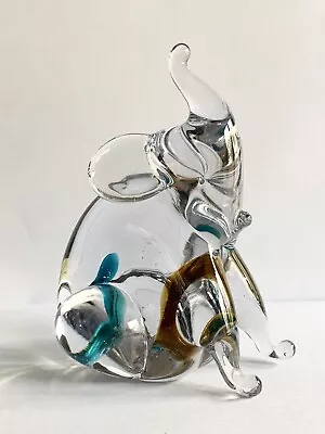 Buy Small Murano Style Glass Sitting Elephant Figurine/Paperweight, 10 Cms High • 10.99£