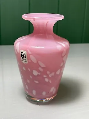 Buy Signed Mdina  Pink With White Flecks Art Glass Collared Posy Vase • 12.99£