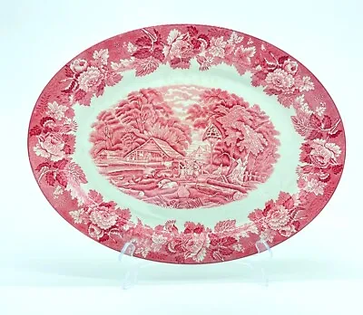 Buy Vintage Pink/Red Enoch Woods English Scenery Woods Ware Large Platter • 18.97£