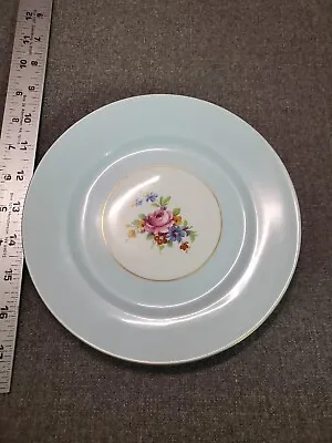 Buy Abj Grafton Blue Lunch Plate Smooth Edge Rose Bouquets Bone China England • 10.55£