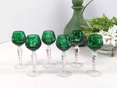 Buy Imperlux Lausitzer Vineyard Hock Cordial Glasses Emerald Green - Lot Of (6)  • 85.78£