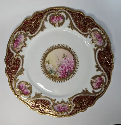 Buy Noritake Nippon Royal Crockery Gold Moriage Pink Rose Porcelain 10  Plate • 47.16£