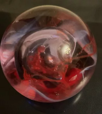 Buy Caithness Moonstone Glass Paperweight. Red Swirl. 5.5 Cm S Across V G C.    • 5.85£