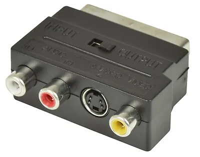 Buy SCART To 3 RCA Composite Phono Adaptor With In Out Switch Converter SVHS S Video • 2.69£