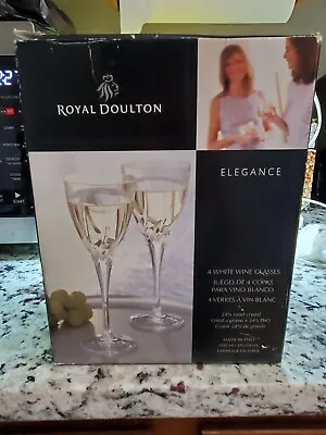 Buy Royal Doulton White Wine Glasses 4 Piece 24% Lead Crystal New In Box • 37.80£