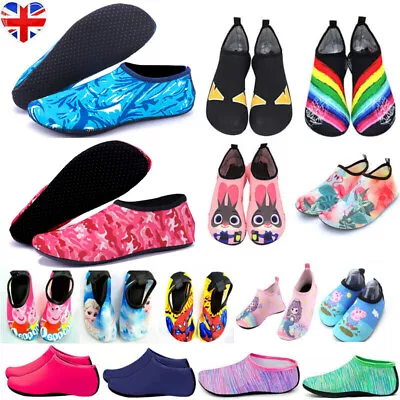 Buy Kids Mens Womens Water Beach Shoes Non-Slip Sea Swim Pool Wetsuits Aqua Socks UK • 5.69£