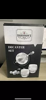Buy Harrison's Finest Glass Whisky Decanter Set, 850ml Globe Decanter Glasses Stones • 20£