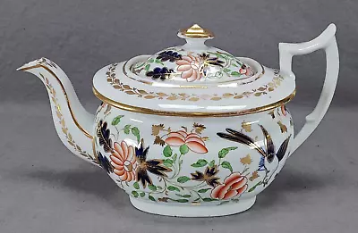 Buy British New Hall Hand Painted Imari Floral Birds & Gold Teapot Circa 1820 • 199.80£