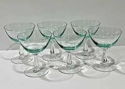 Buy Fostoria Rapsody Turquoise Azure Blue Crystal Champagne Coupe Cocktail Glasses 6 • 102.07£