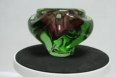 Buy Bohemian Vintage Art Glass Sommerso Green Pinky Purple Bowl 16cm X 11.5cm Tall • 35.99£