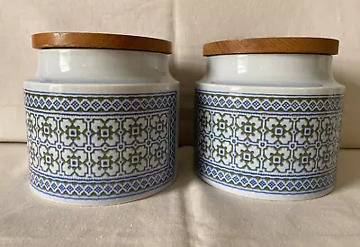 Buy 2 Vintage Hornsea Pottery Blue Tapestry Pattern Storage Jar 10.5cm • 15£