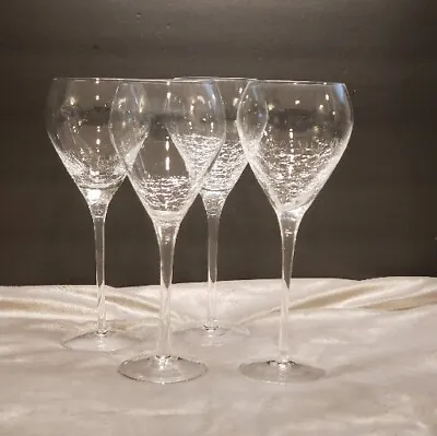 Buy Pier 1 Set Of 4 Clear Crackle  Wine Water Goblet Glasses • 47.15£