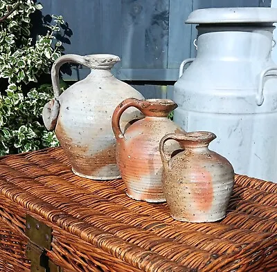 Buy Set Of Three Antique / Vintage French Stoneware / Earthenware Pottery Jugs • 85£
