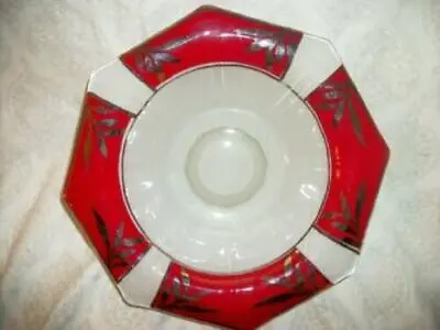 Buy Art Deco Bowl Indiana Glass Moderne Classic Red Silver White Great Design • 53.09£