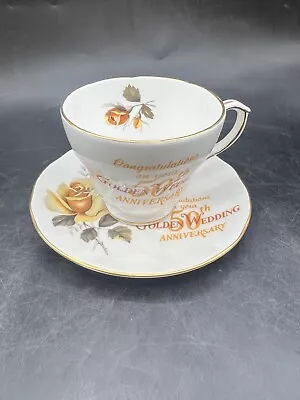 Buy Duchess Tea Cup And Saucer 50th Anniversary Gold Fine Bone China • 12.89£
