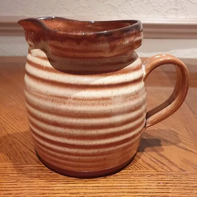 Buy Two Tone Brown Slip Glaze Ceramic Jug By Isle Of Lewis Pottery Pinched Spout • 12.49£
