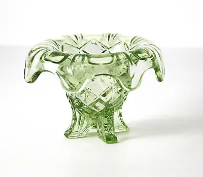 Buy Art Deco Green Glass Vase On Four Legs With Turned Over Rim By Sowerby • 14£