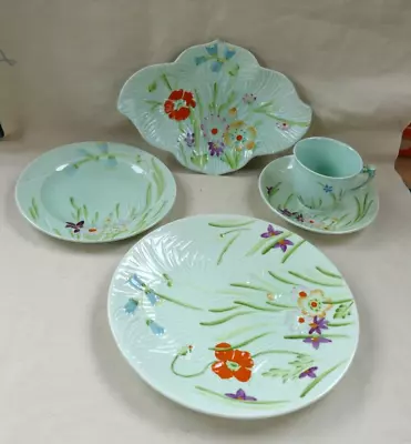 Buy Beswick Ware 884-1 Floral Green And Bluebell Design- Cup Saucer- 2 Plates- Dish • 4.95£