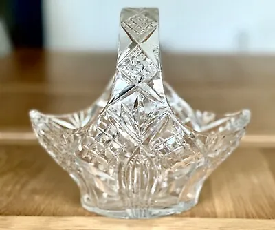Buy Heavy Lead Crystal Cut Glass Flower Basket  Table Centrepiece 23cm • 14.99£