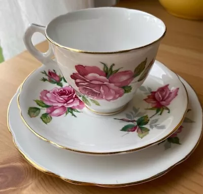 Buy Royal Stafford Vintage Bone China Cabbage Rose English Tea Cup Saucer Trio Set • 22£