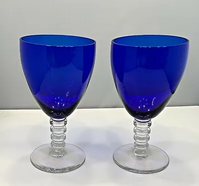 Buy Vintage Cobalt Blue Crystal Cordial Wine Glasses Set Of 2  • 48.01£