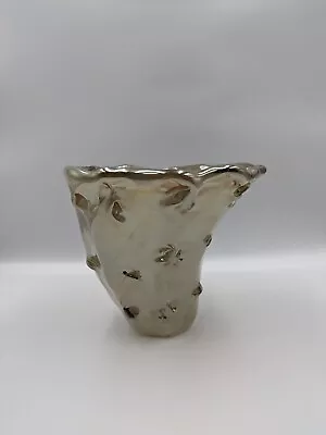 Buy Vintage Murano Style Art Glass Opalescent Silver Vase Candle Holder A Tammaro • 28£
