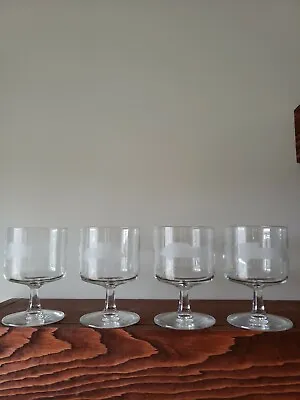 Buy 4 Vintage Clear Glass Drinking Glasses, Pics Of 1930's Cars Barware • 18.42£
