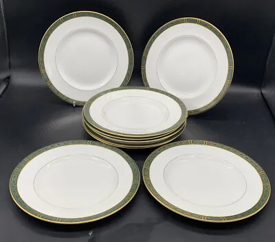 Buy Royal Worcester Mountbatten Fine Bone China Set 8 Green Gold Side Plates 20.5 Cm • 25.45£