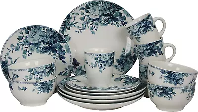 Buy Traditional Blue And White 16 Piece Dinnerware Set • 54.05£
