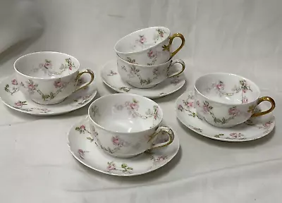 Buy (4 Sets +) Haviland Schleiger 31A CUP & SAUCER SETS W/Pink Roses + Extra Cup • 96.05£