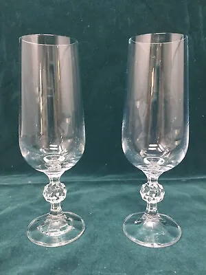Buy Bohemian Crystal Claudia Champagne Flutes Set Of 2 Ball Stem Prism Base • 15.36£