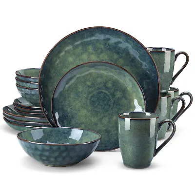Buy Vancasso Dinner Set Dinnerware Stoneware Green Tableware Plates Bowls Mugs Set • 65.99£