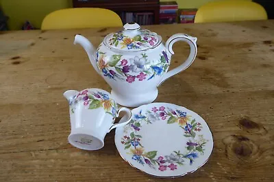 Buy Vintage Shelley China Spring Bouquet 13651 Small Teapot, Plate & Cream Jug Vgc • 12£