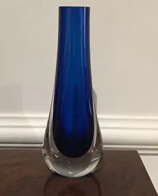 Buy Whitefriars Cased Blue Teardrop Glass Vase Baxter C 1960’s 20cm • 35£
