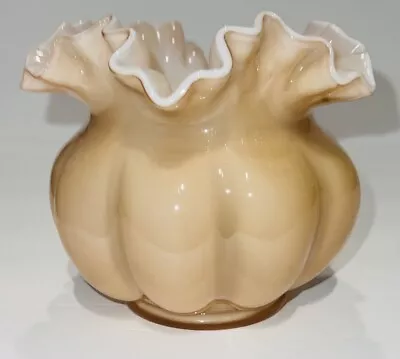 Buy Vintage Fenton Glass Ruffled Rose Pink Bowl Vase • 9.58£