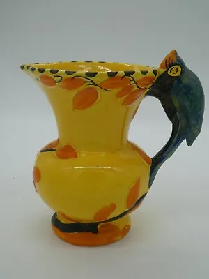 Buy Art Deco Wade Heath Yellow Pitcher With Blue Parrot Handle • 25£