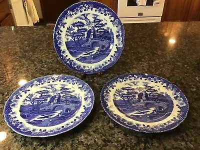 Buy 3 VINTAGE Blue Willow 9  Transferware Dinner Plates By Blue Castle China Japan • 33.47£